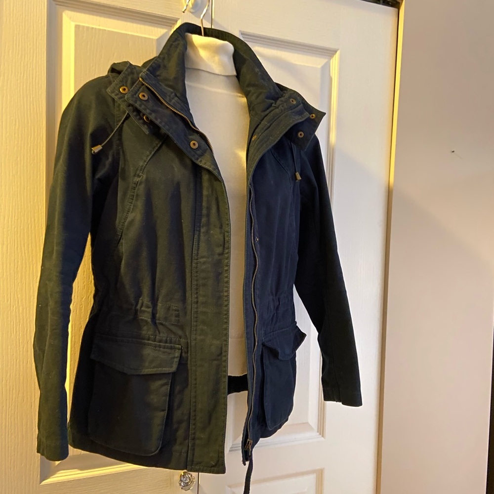 Midnight navy blue cotton rain coat in excellent condition